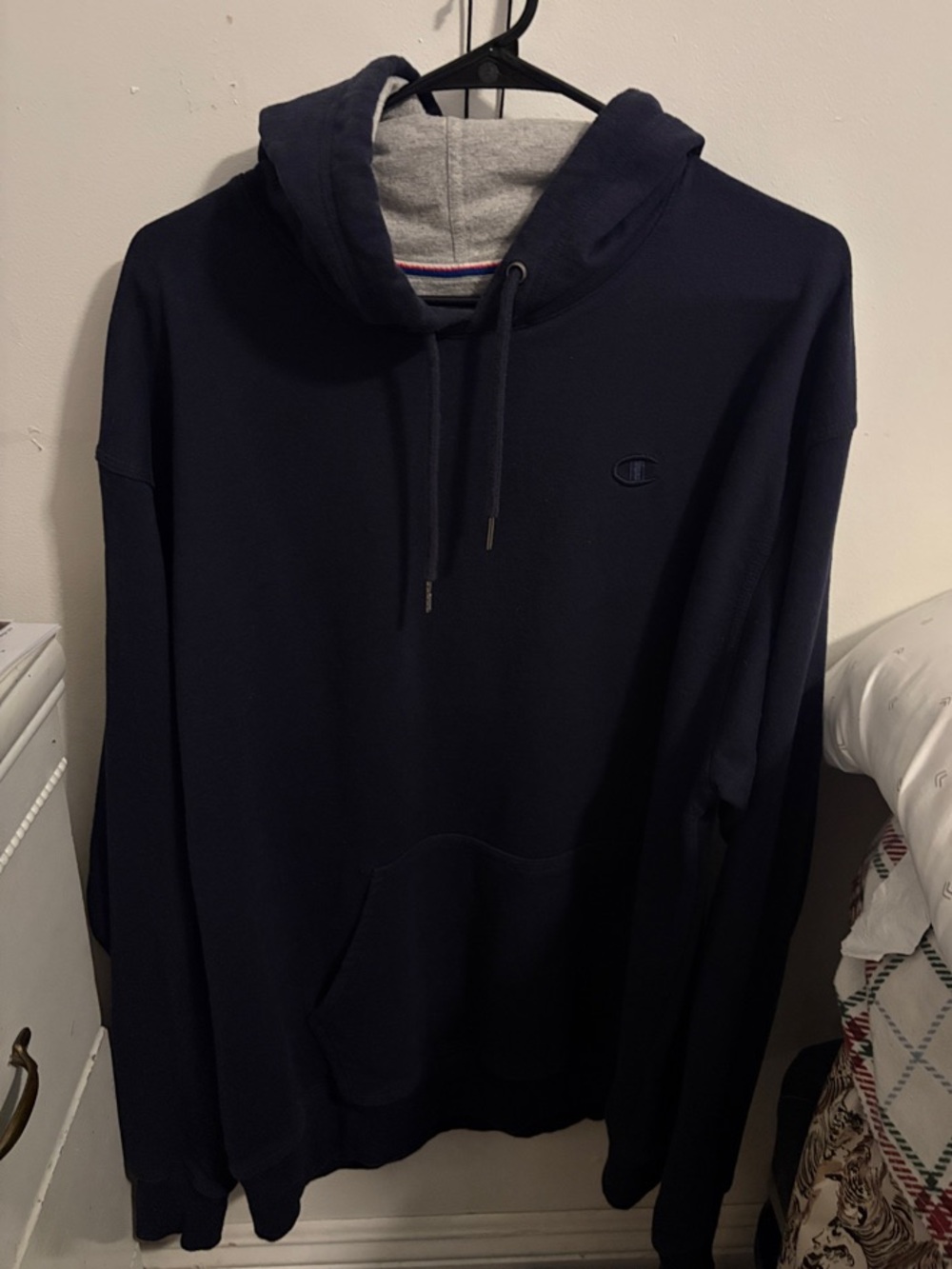 Champion Navy Hoodie with Gray Liner - Men's Pullover
